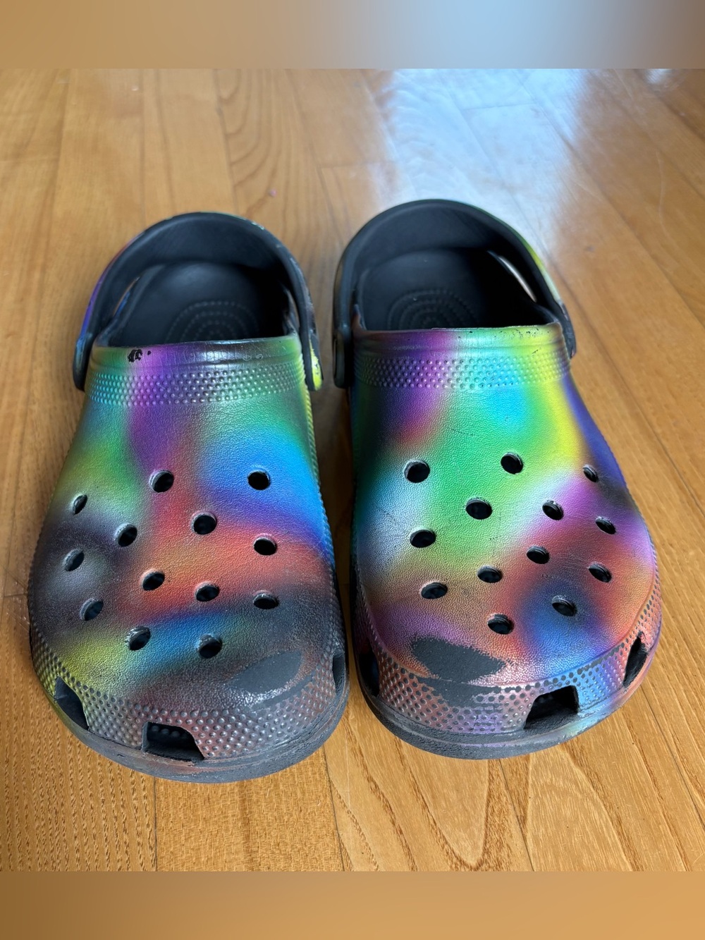 Crocs Classic Solarized Clogs Shoes Black Multicolor Tie Dye Womens Sz 8 6 Mens